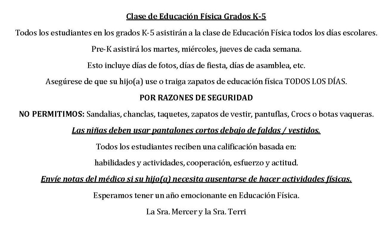 pe notice in spanish